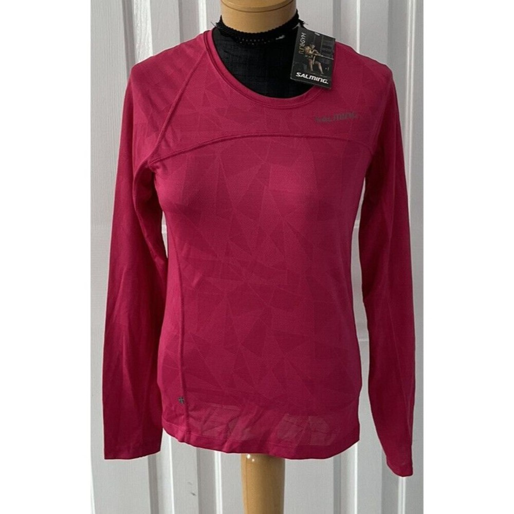 Salming Womans Run & Gym Long Sleeve Moisture Wicking Shirt Pink Size Medium NWT